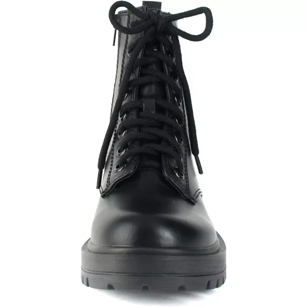 Soda FIRM  Lug Sole Combat Ankle Bootie Lace up wSide ZipperBlack