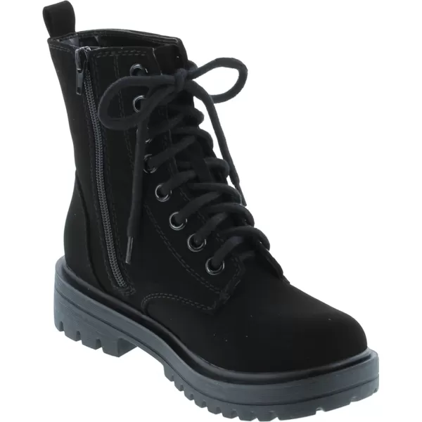 Soda FIRM  Lug Sole Combat Ankle Bootie Lace up wSide ZipperBlack Nubuck