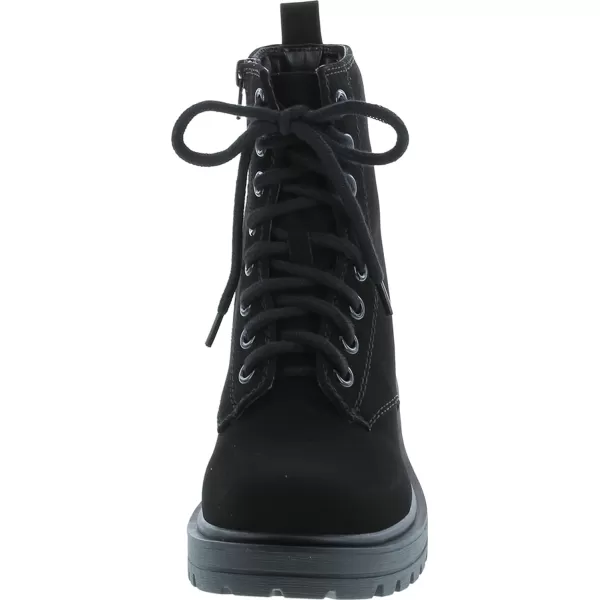 Soda FIRM  Lug Sole Combat Ankle Bootie Lace up wSide ZipperBlack Nubuck