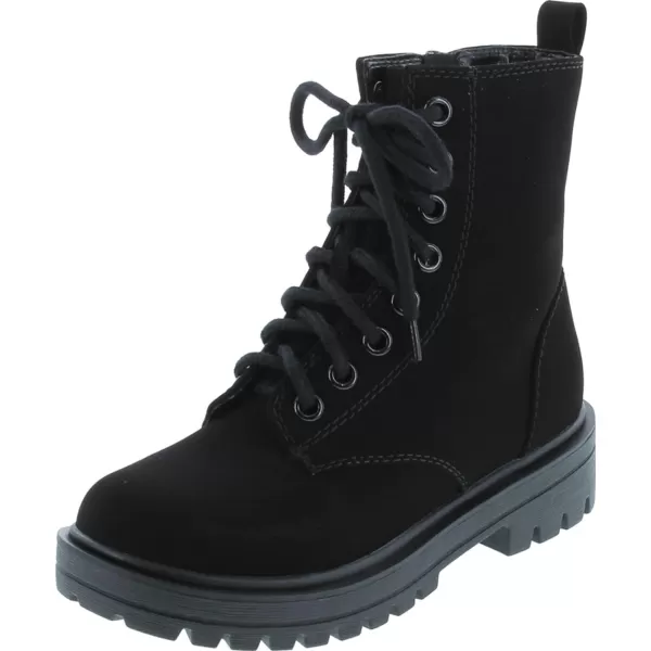 Soda FIRM  Lug Sole Combat Ankle Bootie Lace up wSide ZipperBlack Nubuck