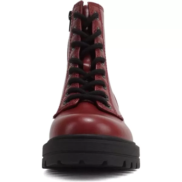 Soda FIRM  Lug Sole Combat Ankle Bootie Lace up wSide ZipperBurgundy Pu