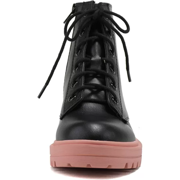 Soda FIRM2 KIDSCHILDRENGIRLS Lug Sole Fashion Combat Ankle Bootie Lace up wSide ZipperBlackDmauve