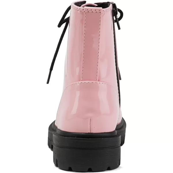 Soda FIRM2 KIDSCHILDRENGIRLS Lug Sole Fashion Combat Ankle Bootie Lace up wSide ZipperPink Patent