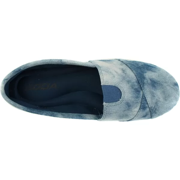 Soda Flat Women Shoes Linen Canvas Slip On Loafers Memory Foam Gel Insoles OBJISBlue Denim Tie Dye