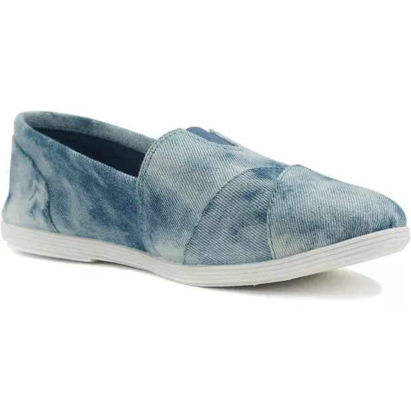 Soda Flat Women Shoes Linen Canvas Slip On Loafers Memory Foam Gel Insoles OBJISBlue Denim Tie Dye