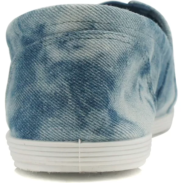 Soda Flat Women Shoes Linen Canvas Slip On Loafers Memory Foam Gel Insoles OBJISBlue Denim Tie Dye