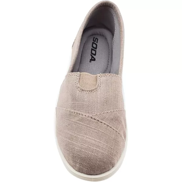 Soda Flat Women Shoes Linen Canvas Slip On Loafers Memory Foam Gel Insoles OBJISCharcoal Linen