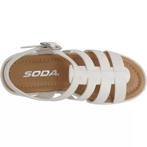 Soda NEOLA2  Little KidsChildrenGirls Open Toe Ankle Strap Low Heel Lug Sole Fisherman SandalWhite Pu