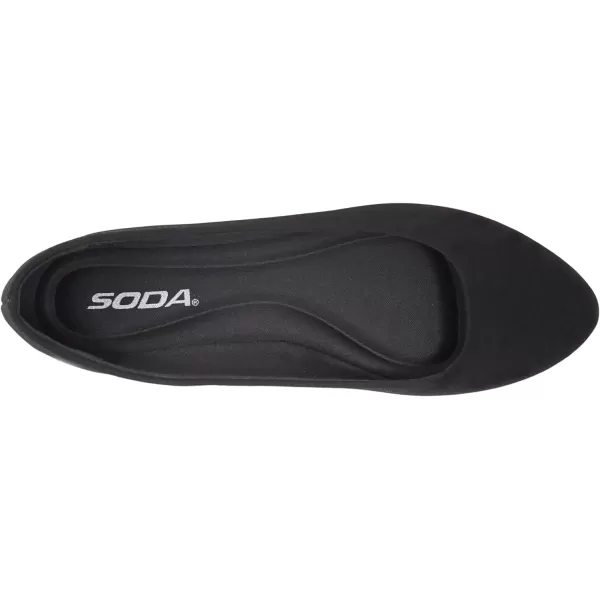 Soda Redbud  Women Comfort Pointed Toe Cushion Insole Ballet Flat ShoeBlack Nubuck