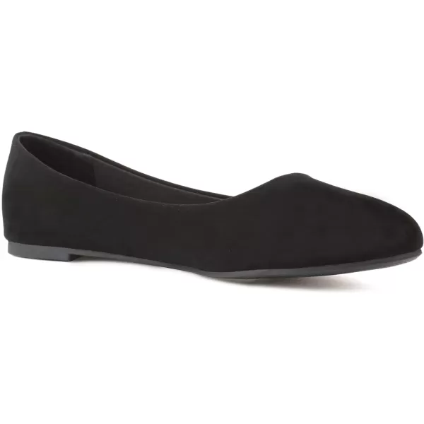 Soda Redbud  Women Comfort Pointed Toe Cushion Insole Ballet Flat ShoeBlack Nubuck