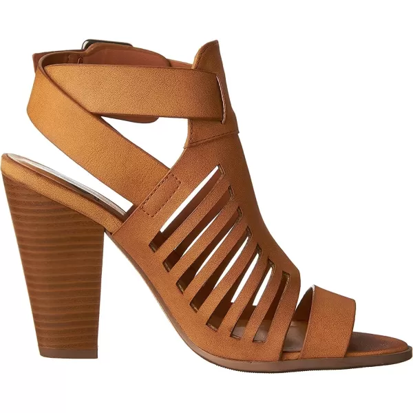 Soda Yummy  Gladiator Cutout Stacked Heel Sandal Shoes with Adjustable Ankle BuckleTan Pu