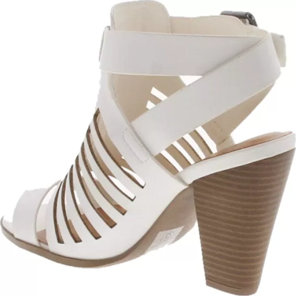 Soda Yummy  Gladiator Cutout Stacked Heel Sandal Shoes with Adjustable Ankle BuckleWhite