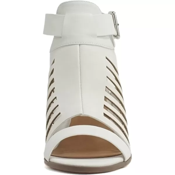 Soda Yummy  Gladiator Cutout Stacked Heel Sandal Shoes with Adjustable Ankle BuckleWhite Nubuck