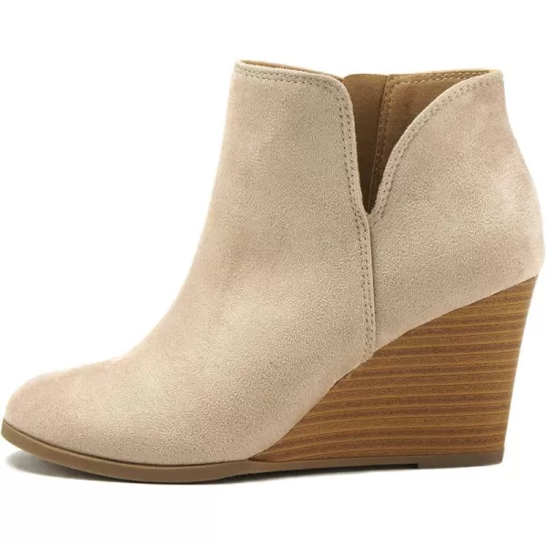 Soda Ability  Mid Ankle Bootie wSplit Shaft and Zipper Stacked Wedge HeelClay