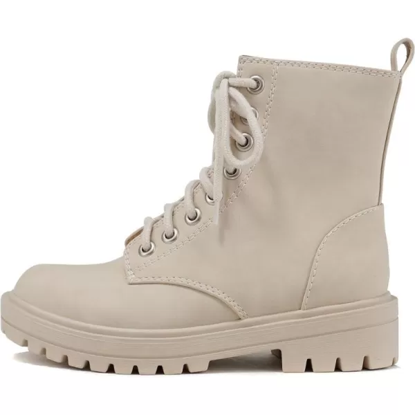 Soda FIRM  Lug Sole Combat Ankle Bootie Lace up wSide ZipperBeige Nbpu