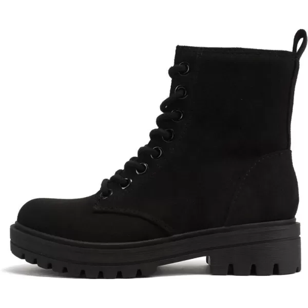 Soda FIRM  Lug Sole Combat Ankle Bootie Lace up wSide ZipperBlack Imsu