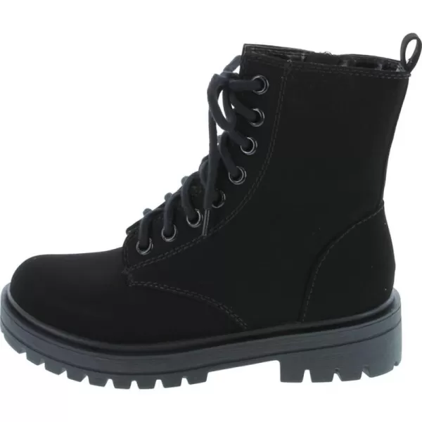 Soda FIRM  Lug Sole Combat Ankle Bootie Lace up wSide ZipperBlack Nubuck