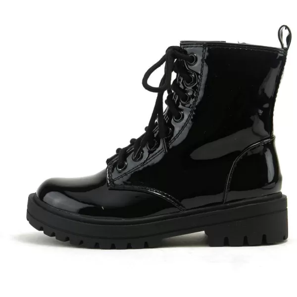 Soda FIRM  Lug Sole Combat Ankle Bootie Lace up wSide ZipperBlack Patent