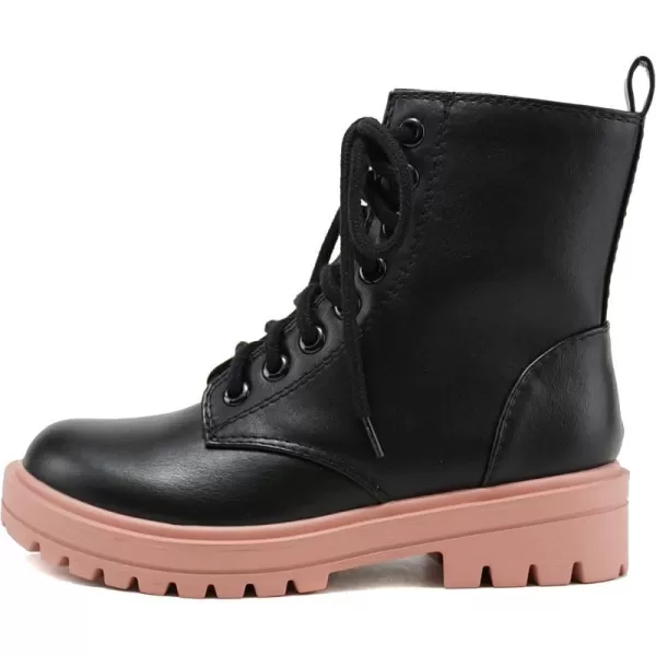 Soda FIRM  Lug Sole Combat Ankle Bootie Lace up wSide ZipperBlackDmauve