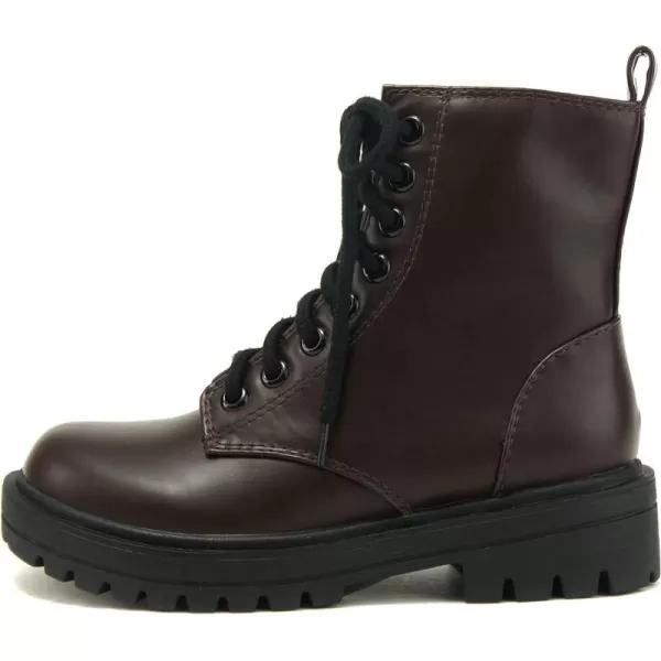 Soda FIRM  Lug Sole Combat Ankle Bootie Lace up wSide ZipperDark Brown