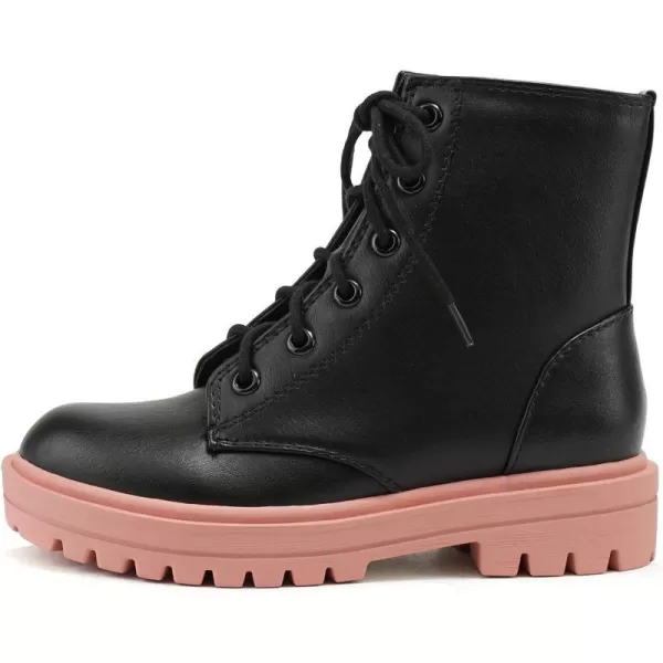 Soda FIRM2 KIDSCHILDRENGIRLS Lug Sole Fashion Combat Ankle Bootie Lace up wSide ZipperBlackDmauve