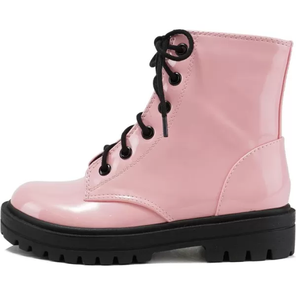 Soda FIRM2 KIDSCHILDRENGIRLS Lug Sole Fashion Combat Ankle Bootie Lace up wSide ZipperPink Patent