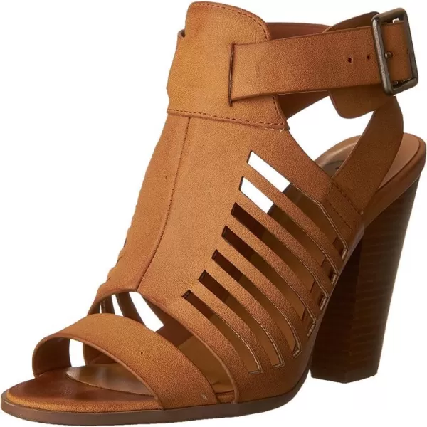 Soda Yummy  Gladiator Cutout Stacked Heel Sandal Shoes with Adjustable Ankle BuckleTan Pu