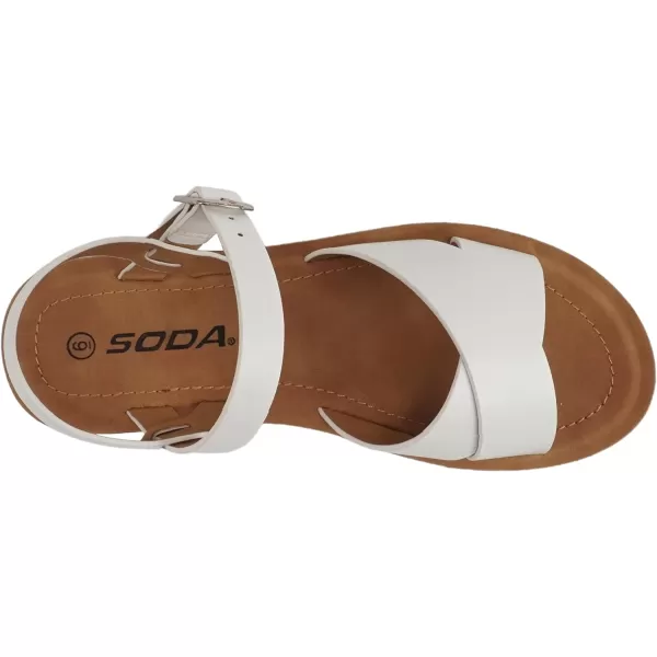 Soda CHESTER  Women Flat Sandals Flatform Ankle Buckle Criss Cross Band Straps Sandals ShoesWhite