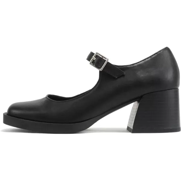 Soda Lance  Women Fashion Classic Mary Jane Pump Rounded Square Toe Low Block Heel ShoeBlack Pu