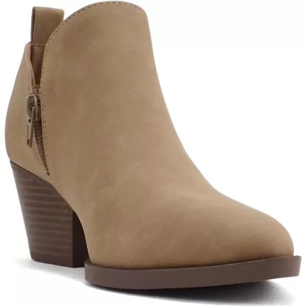 Soda SECTORY  Women Pointed Toe VCut Low Heel Ankle Bootie Shootie with Side ZipperLatte Nubuck