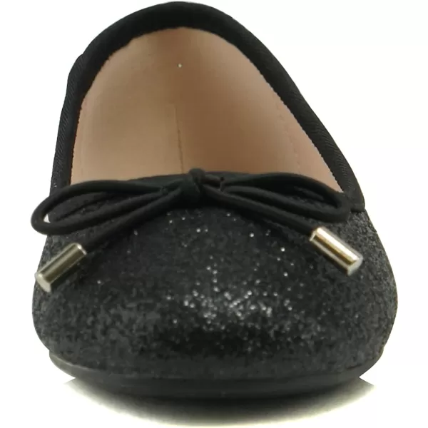 Soda Toast2 KidsChildrenGirls Fashion Classic Sparkly Glitter Mary Jane Flat Rounded Ballet ShoesBlack Glitter