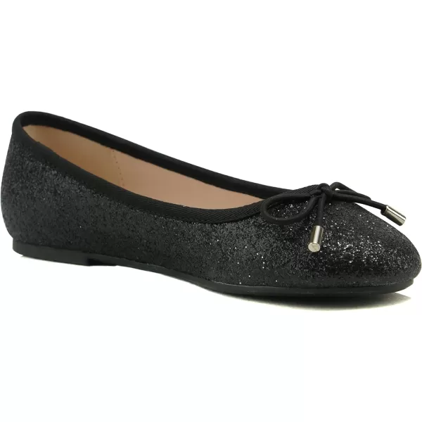 Soda Toast2 KidsChildrenGirls Fashion Classic Sparkly Glitter Mary Jane Flat Rounded Ballet ShoesBlack Glitter