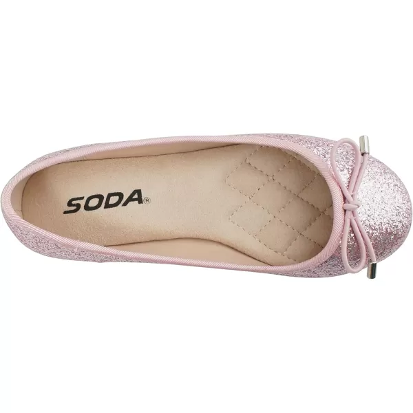 Soda Toast2 KidsChildrenGirls Fashion Classic Sparkly Glitter Mary Jane Flat Rounded Ballet ShoesPink Glitter