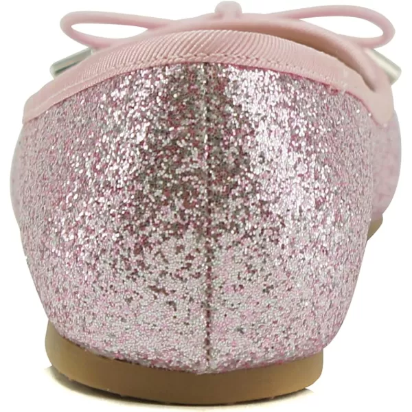 Soda Toast2 KidsChildrenGirls Fashion Classic Sparkly Glitter Mary Jane Flat Rounded Ballet ShoesPink Glitter