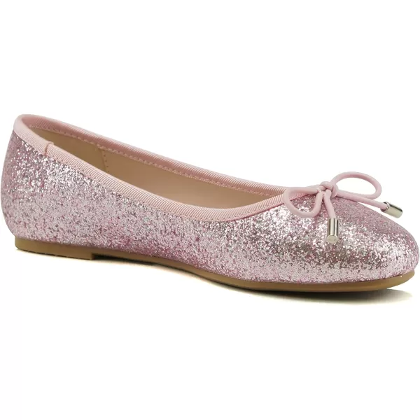 Soda Toast2 KidsChildrenGirls Fashion Classic Sparkly Glitter Mary Jane Flat Rounded Ballet ShoesPink Glitter