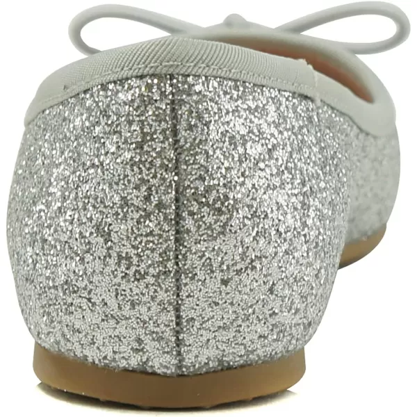 Soda Toast2 KidsChildrenGirls Fashion Classic Sparkly Glitter Mary Jane Flat Rounded Ballet ShoesSilver Glitter