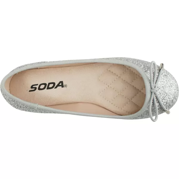 Soda Toast2 KidsChildrenGirls Fashion Classic Sparkly Glitter Mary Jane Flat Rounded Ballet ShoesSilver Glitter