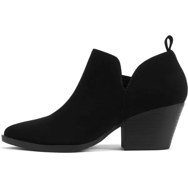 Soda SECTORY  Women Pointed Toe VCut Low Heel Ankle Bootie Shootie with Side ZipperBlack Nubuck