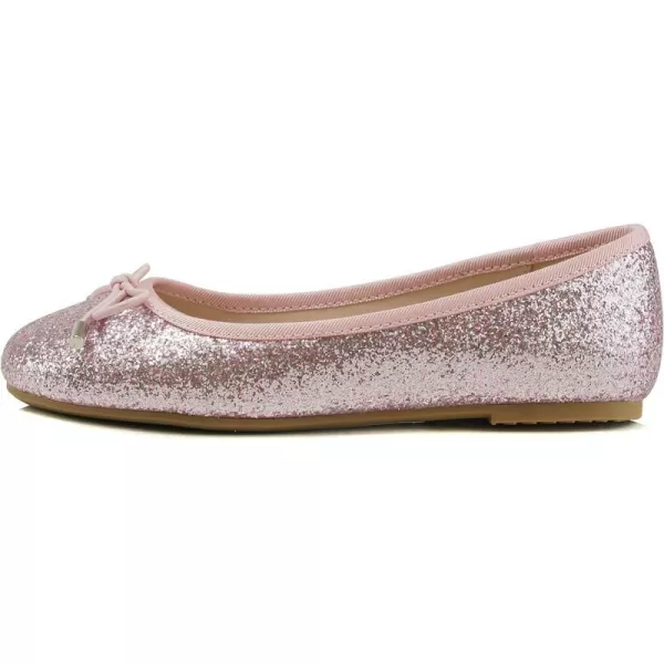 Soda Toast2 KidsChildrenGirls Fashion Classic Sparkly Glitter Mary Jane Flat Rounded Ballet ShoesPink Glitter