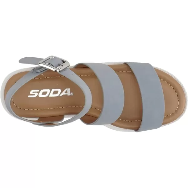 Soda ACCOUNT2  Little KidsChildrenGirls Open Toe Two Bands Lug sole Fashion Block Heel Sandals with Adjustable Ankle StrapLight Blue Nubuck