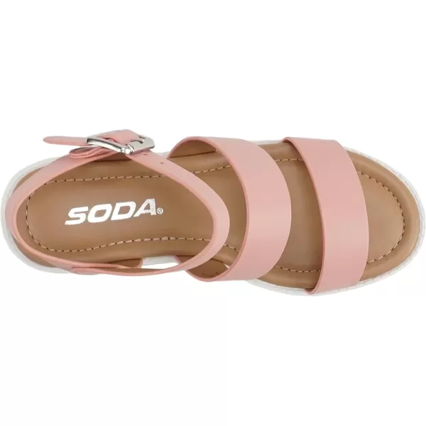 Soda ACCOUNT2  Little KidsChildrenGirls Open Toe Two Bands Lug sole Fashion Block Heel Sandals with Adjustable Ankle StrapPink Pu