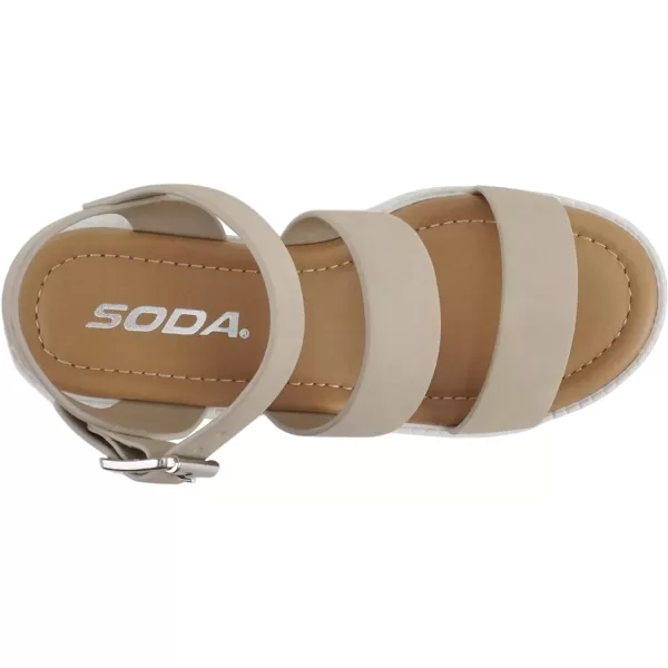 Soda ACCOUNT2  Little KidsChildrenGirls Open Toe Two Bands Lug sole Fashion Block Heel Sandals with Adjustable Ankle StrapSand Nbpu