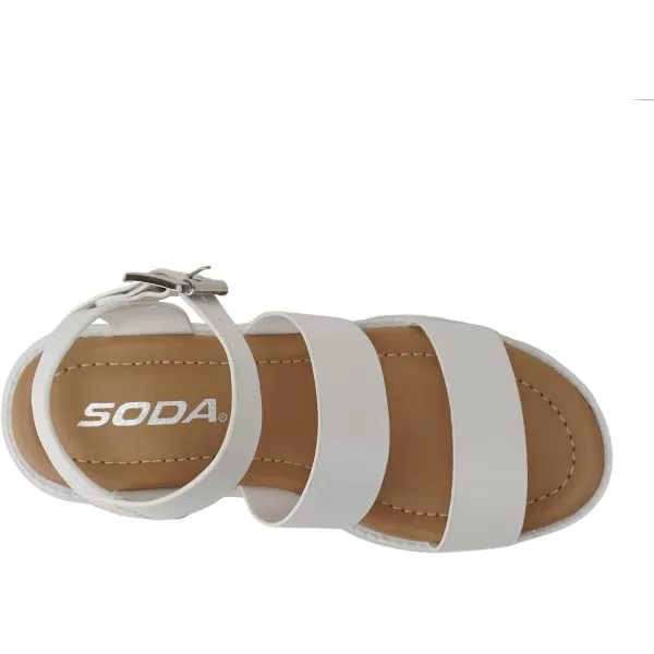 Soda ACCOUNT2  Little KidsChildrenGirls Open Toe Two Bands Lug sole Fashion Block Heel Sandals with Adjustable Ankle StrapWhite Pu