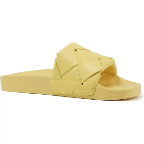 Soda ARCHWAY  Women Flat Open Toe Woven Braided Wide Strap With Fashion Footbed Slide SandalYellow Pu