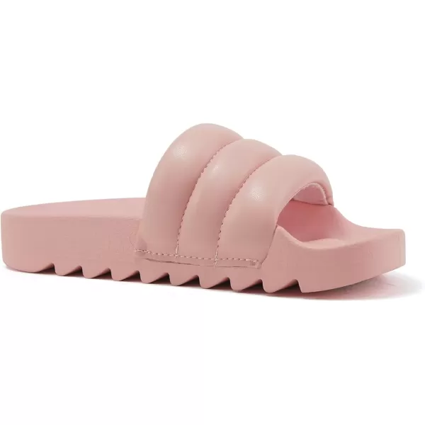 Soda BETWEEN  Women Flat Open Toe Single Plush Wide Strap With Fashion Footbed Slide SandalPink Pu