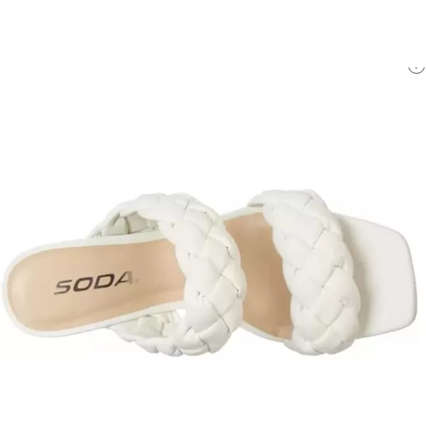 Soda BUGGY  Women Double Braided Straps Casual Open Square Toe Fashion Slide Block Heel SandalWhite Nubuck