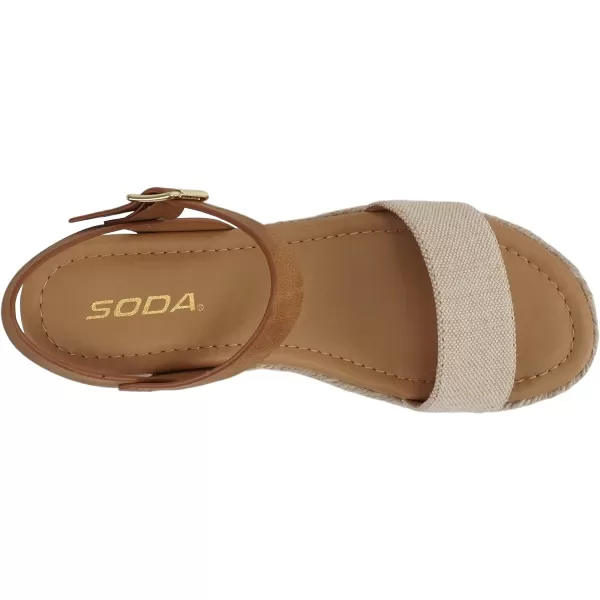 Soda CLIP  Women Open Toe Ankle Strap Platform Espadrille SandalBeige CanvasTan