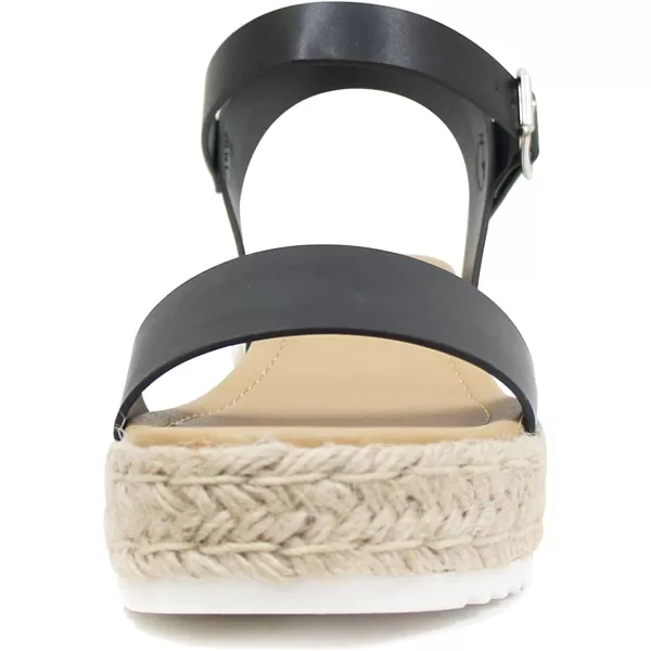 Soda CLIP  Women Open Toe Ankle Strap Platform Espadrille SandalBlack