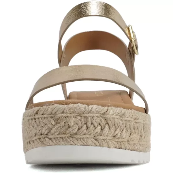 Soda CLIP  Women Open Toe Ankle Strap Platform Espadrille SandalLight Gold