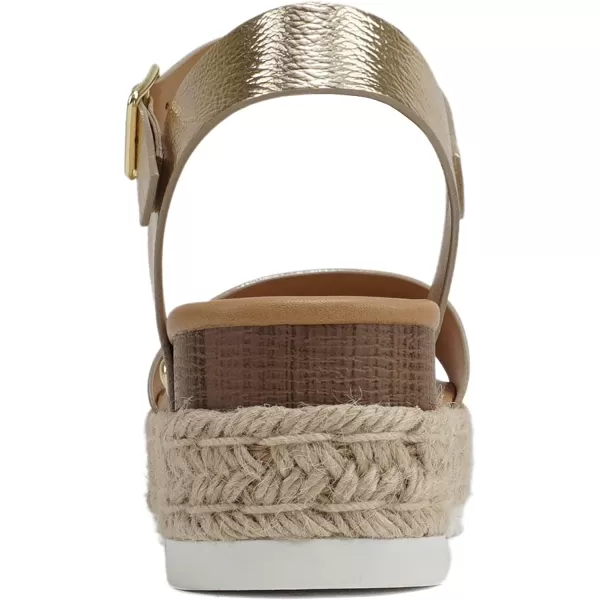 Soda CLIP  Women Open Toe Ankle Strap Platform Espadrille SandalLight Gold